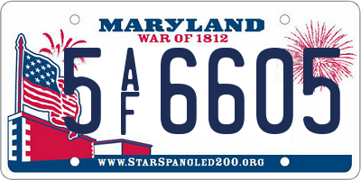 MD license plate 5AF6605