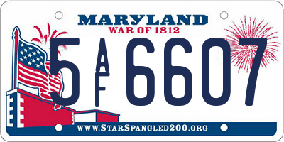 MD license plate 5AF6607