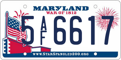 MD license plate 5AF6617