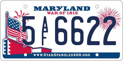 MD license plate 5AF6622
