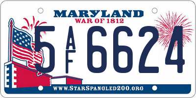 MD license plate 5AF6624