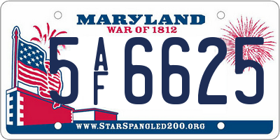 MD license plate 5AF6625