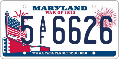 MD license plate 5AF6626