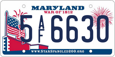 MD license plate 5AF6630