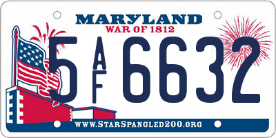 MD license plate 5AF6632