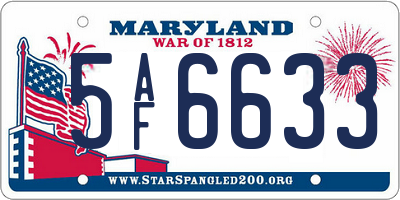MD license plate 5AF6633