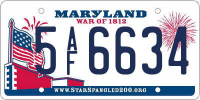 MD license plate 5AF6634