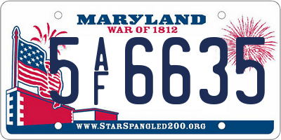 MD license plate 5AF6635