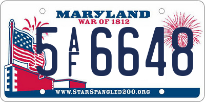 MD license plate 5AF6648