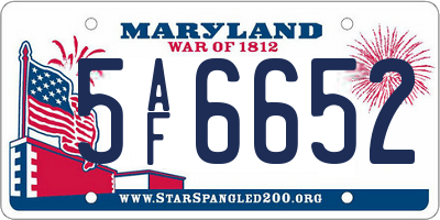 MD license plate 5AF6652