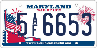 MD license plate 5AF6653