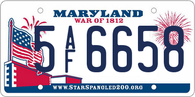 MD license plate 5AF6658