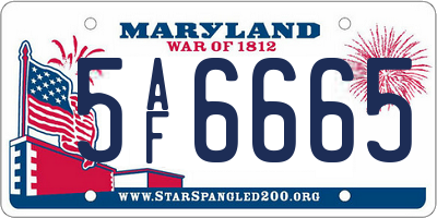 MD license plate 5AF6665