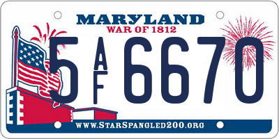 MD license plate 5AF6670