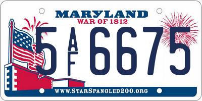 MD license plate 5AF6675