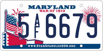 MD license plate 5AF6679