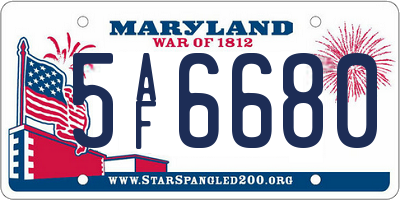 MD license plate 5AF6680