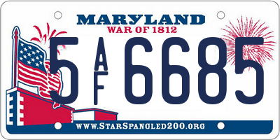 MD license plate 5AF6685
