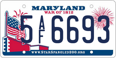 MD license plate 5AF6693