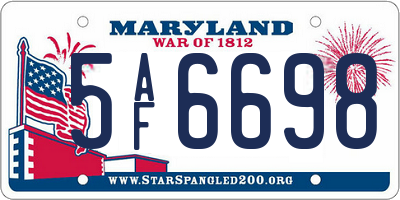 MD license plate 5AF6698