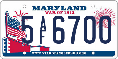 MD license plate 5AF6700