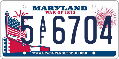 MD license plate 5AF6704