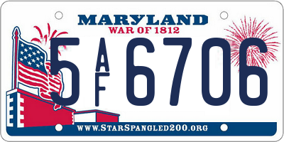 MD license plate 5AF6706