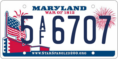 MD license plate 5AF6707