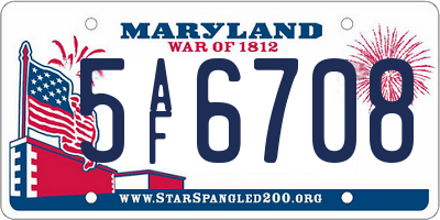 MD license plate 5AF6708