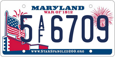 MD license plate 5AF6709