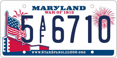 MD license plate 5AF6710