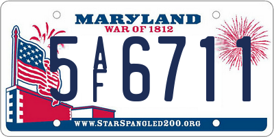 MD license plate 5AF6711