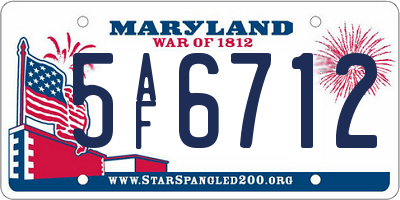 MD license plate 5AF6712