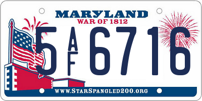 MD license plate 5AF6716