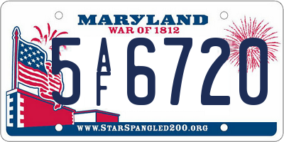 MD license plate 5AF6720