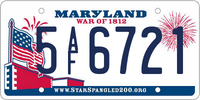 MD license plate 5AF6721