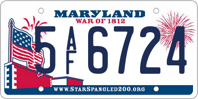 MD license plate 5AF6724