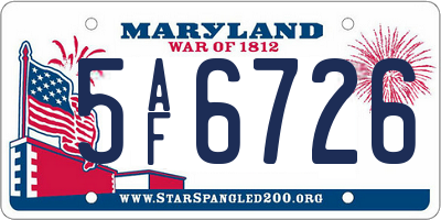 MD license plate 5AF6726