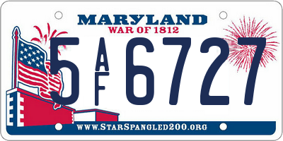 MD license plate 5AF6727