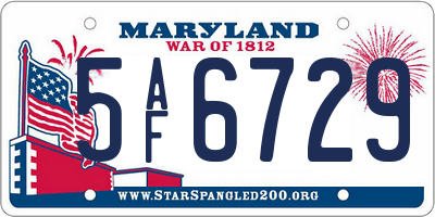 MD license plate 5AF6729