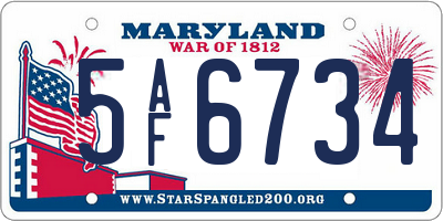 MD license plate 5AF6734