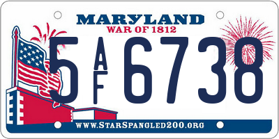 MD license plate 5AF6738