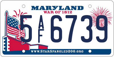 MD license plate 5AF6739
