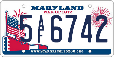 MD license plate 5AF6742