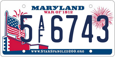 MD license plate 5AF6743