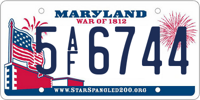 MD license plate 5AF6744