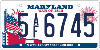 MD license plate 5AF6745