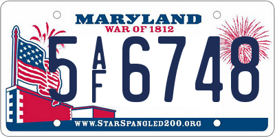 MD license plate 5AF6748