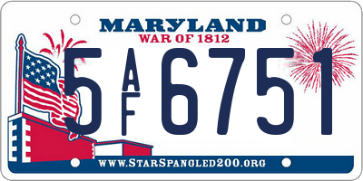 MD license plate 5AF6751