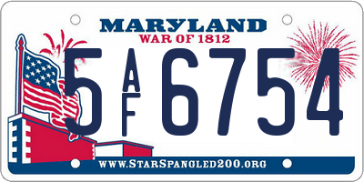 MD license plate 5AF6754